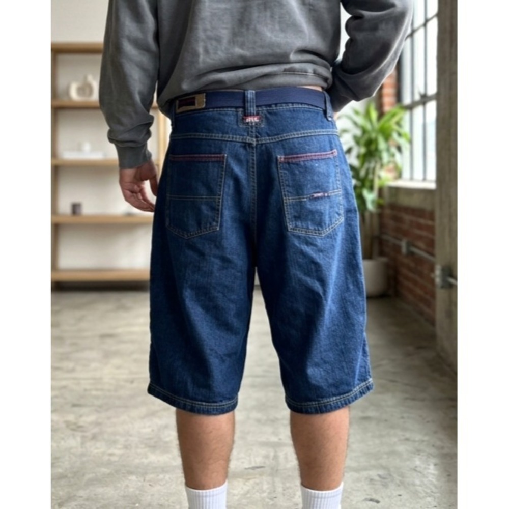 Willie Esco Jean Jorts Jnco Style Denim Shorts Sz 38 Skater Baggy Rave Wide Leg